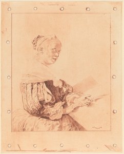 Ung jente ved tastaturet, 1767. av Johannes Kornlein