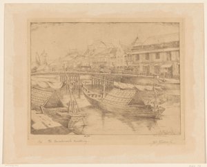 Rød bro i den nedre byen Surabaya i Øst-Java av Johannes Nicolaas