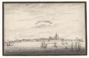Utsikt over Colombo De Stadt og Kastel Von Colombo. On The Eijland Ceijlon (tittel på objekt) av Johannes Rach (possibly)