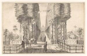 Utsikt over landstedet Weltevreden i Batavia Weldt Vried (tittel på objekt) av Johannes Rach