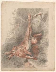 Død hare, hengende i et bein