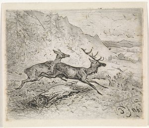 To løpende rådyr