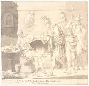 "M. Curius Dantatus foragter de Samnitiske Gesanters Gaver./ Plutach: in vita. Cato the Censor."