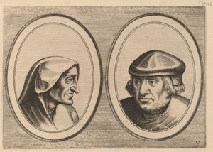 "Erdighe Kniertje" og "Unbekommerde Klaes" av Johannes and Lucas van Doetechum after Pieter Bruegel the Elder