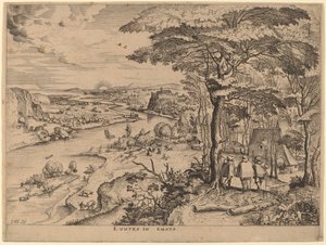 Pilegrimene til Emmaus av Johannes and Lucas van Doetechum after Pieter Bruegel the Elder