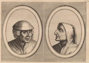 "Kees Geldt-sack" og "Kaarighe Truy" av Johannes and Lucas van Doetechum after Pieter Bruegel the Elder