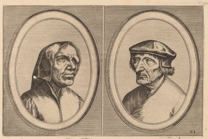 "Trijn Bulle-back" og "Voorsichtighe Penne" av Johannes and Lucas van Doetechum after Pieter Bruegel the Elder