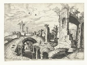 Utsikt over ruiner på Palatinerhøyden i Roma Romerske ruiner, 1561 (serietittel)