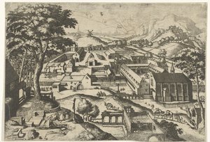 Landskap med Saint Jerome hieronimus in deserto (tittel på objekt) Landskap med kristne historier (serietittel) av Johannes of Lucas van Doetechum