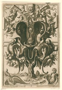 Skalllignende ornament der figurer er fengslet. Veelderleij Wisselinghe van grotissen ende Compertimenten (...)Libro Primo (serietittel)