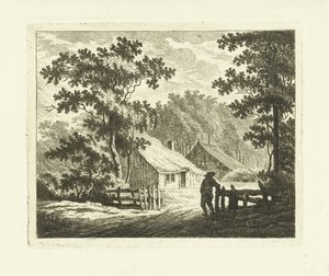 Landskap med gård og tun med gjerde