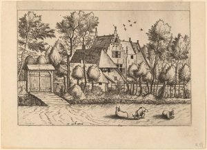 Landsted med grøft av Johannes van Doetechum, the Elder and Lucas