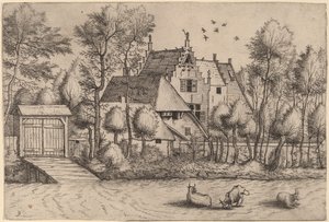 Landsted med grøft av Johannes van Doetechum, the Elder and Lucas