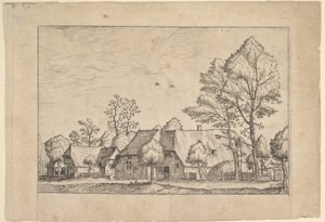 Stor gård med trekkbrønn fra Ikoner av gårder og landlige hytter fra..., ca. 1559-61.