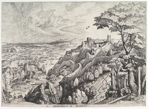 St. Hieronymus i villmarken S. Hieronymus i Deserto fra The Large Landscapes, ca. 1555-56. av Johannes van Doetecum I