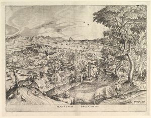 Den belgiske vognen Plaustrum Belgicum fra The Large Landscapes, ca. 1555-56.