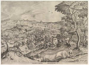 Den belgiske vognen Plaustrum Belgicum fra The Large Landscapes, ca. 1555-56. av Johannes van Doetecum I