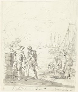 Handel og frakt, dekorasjon på Nieuwmarkt, 1795 Handel og frakt (tittel på objekt) av Johannes van Dregt (rejected attribution)