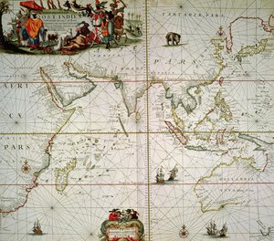 Kart over Afrika, India, Indiahavet og Øst-India