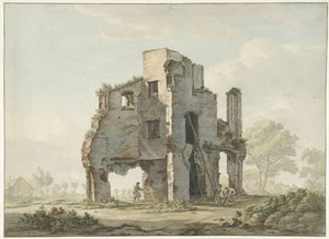 Riving av ruinene av Rijnsburg Abbey av Johannes van Lexmond