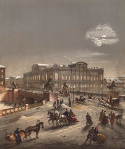 St Petersburg, Russland, om vinteren (farge litho)