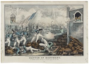 Slaget ved Monterey 7. juli 1846, litho av Nathaniel Currier (1813–88) av John (after) Cameron