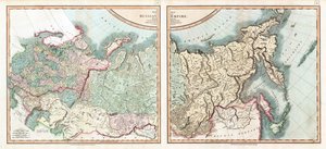 Kart over det russiske imperiet delt inn i dets regjeringer par Cary, John (ca. 1754-1835). Etsning, akvarell av John (after) Cary