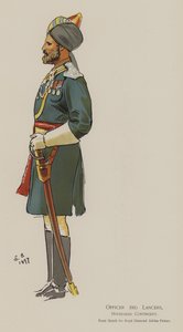 Offiser 3rd Lancers, Hyderabad Contingent (farge litho)