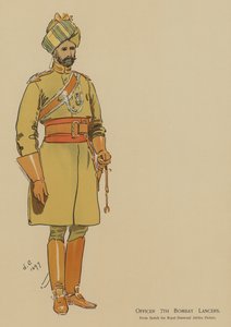 Offiser 7th Bombay Lancers (farge litho) av John (after) Charlton