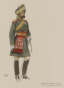 Offiser 8th Bengal Cavalry (farge litho)