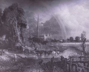 Salisbury Cathedral fra engene, Bibbys Annual av John (after) Constable