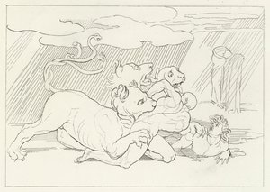 Cerberus, Inferno, Canto 6 (gravering) av John (after) Flaxman