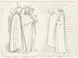 Konferanse med St John, Paradise, Canto 26 (gravering) av John (after) Flaxman