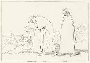 Dante diskurserer med sin lærer, Inferno, Canto 15 (gravering) av John (after) Flaxman