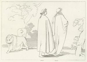 Entering the Dark Wood, Inferno, Canto 1 (gravering) av John (after) Flaxman