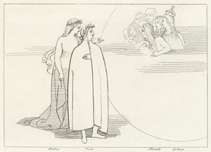 Innbyggere av månen, paradis, Canto 3 (gravering) av John (after) Flaxman