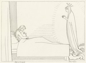 The Birth of Cacciaguida, Paradise, Canto 15 (gravering) av John (after) Flaxman