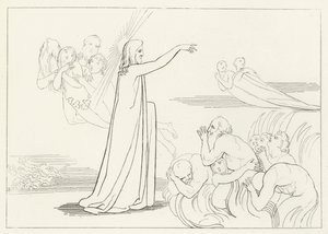 The Descent of Christ, Inferno, Canto 4 (gravering) av John (after) Flaxman