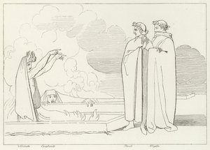 The Fiery Sepulchres, Inferno, Canto 10 (gravering) av John (after) Flaxman