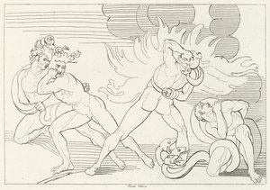 The Fiery Serpents, Inferno, Canto 24 (gravering) av John (after) Flaxman