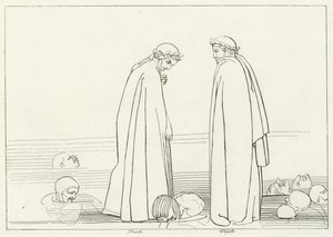 The Frozen Lake, Inferno, Canto 32 (gravering) av John (after) Flaxman