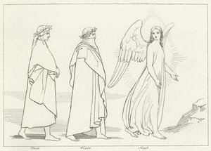 The Guiding Angel, Purgatory, Canto 15 (gravering) av John (after) Flaxman