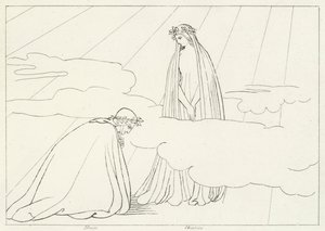 The Lunar Sphere, Paradise, Canto 2 (gravering) av John (after) Flaxman