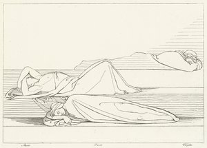 The Poets Reposing, Purgatory, Canto 27 (gravering) av John (after) Flaxman