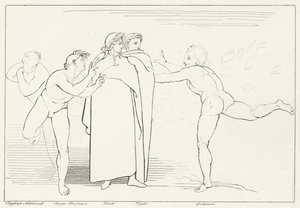 The Rain of Fire, Inferno, Canto 16 (gravering) av John (after) Flaxman