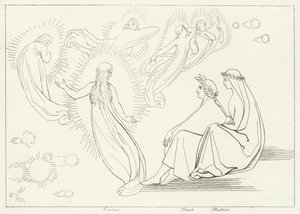 The Return of Cunissa, Paradise, Canto 9 (gravering) av John (after) Flaxman