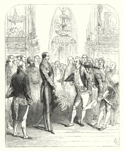 Prins Albert og de kongelige kommissærer på den store utstillingen i 1851, Crystal Palace, Hyde Park, London (gravering)