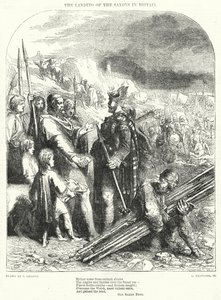 Landingen av sakserne i Storbritannia (gravering) av John (after) Gilbert
