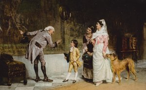 Stamfaren på billedvev (farge litho) av John (after) Hassall