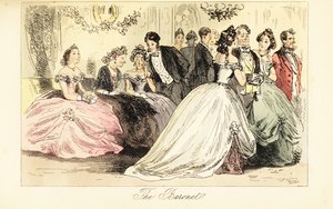 Ankomst av aristokratiet på et danseball i et storslått hus av John (after) Leech